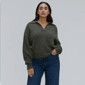 Everlane The Alpaca Waffle-Stitch Polo Sweater Pullover - M